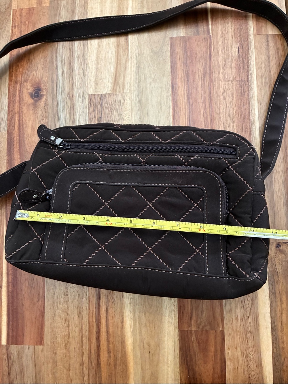 Vera Bradley Brown Quilted Crossbody Shoulder Bag Purse - Picture 12 of 15
